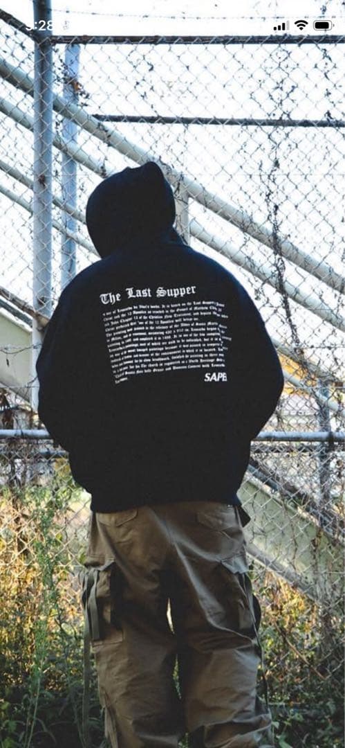 SAPEurブラック フード付きパーカー　メンズM