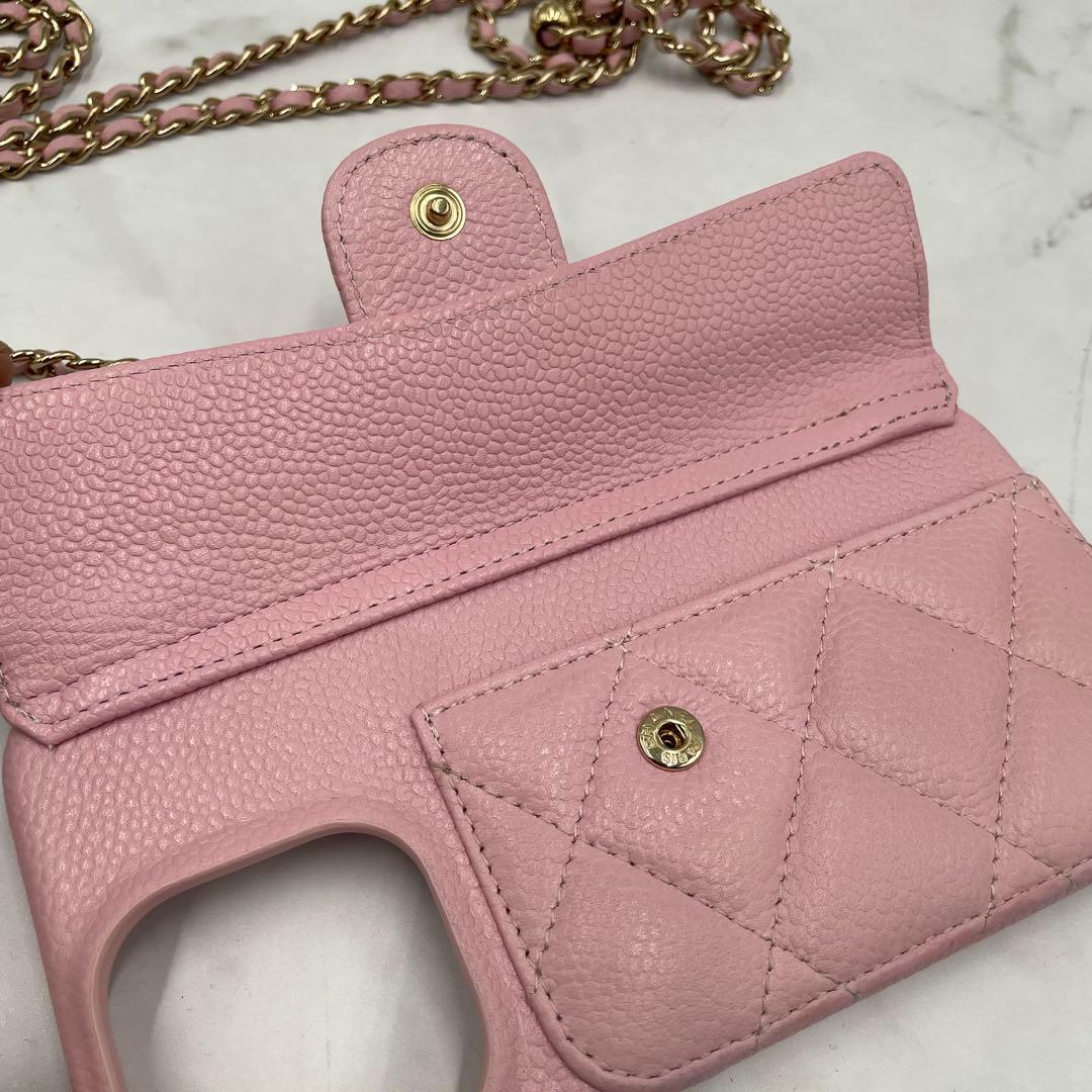 【希少 美品】 シャネル iPHONE15PRO マトラッセ キャビアスキン