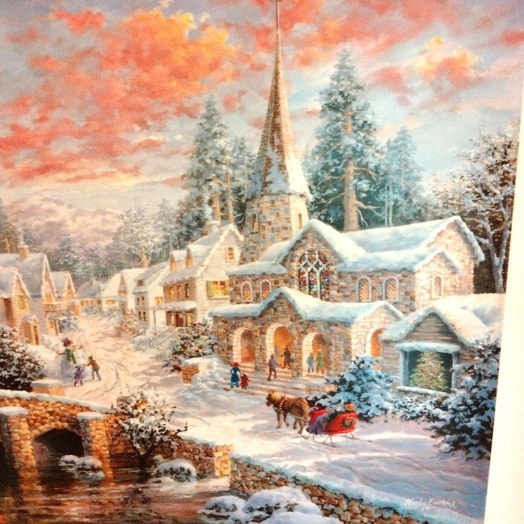 【アメリカで購入】クリスマスの風景画 サイズ81cm✕61cm