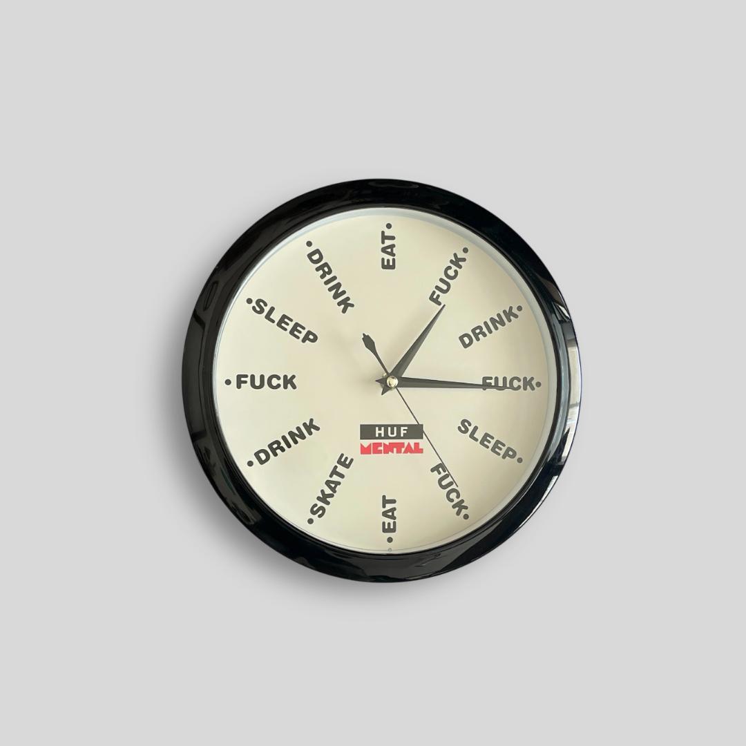 希少【HUF × SKATE MENTAL】ユーモアデザイン 掛け時計 クロック
