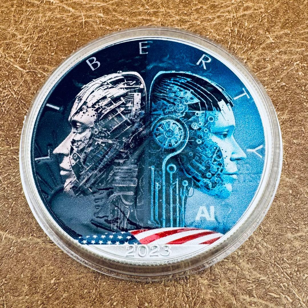 アメリカ イーグル 銀貨 AI 人か機械か カラー