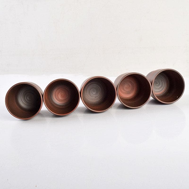 煎茶道具　常滑焼　小西洋平作　窯変　茶器　急須　煎茶碗　五客　共箱　MR9434