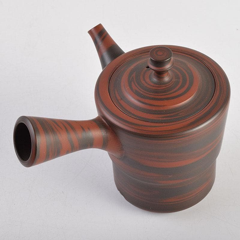 煎茶道具　常滑焼　小西洋平作　窯変　茶器　急須　煎茶碗　五客　共箱　MR9434