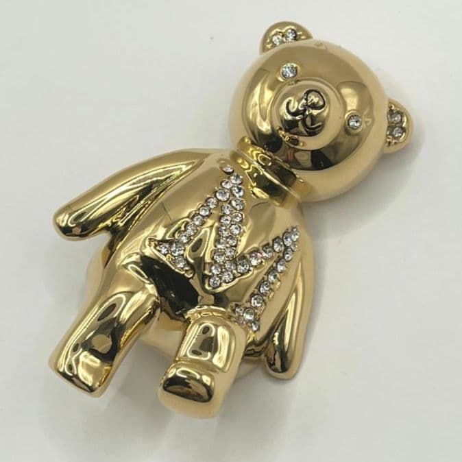 新品★Max Mara テディベア ブローチ SHINY GP×ラインストーン