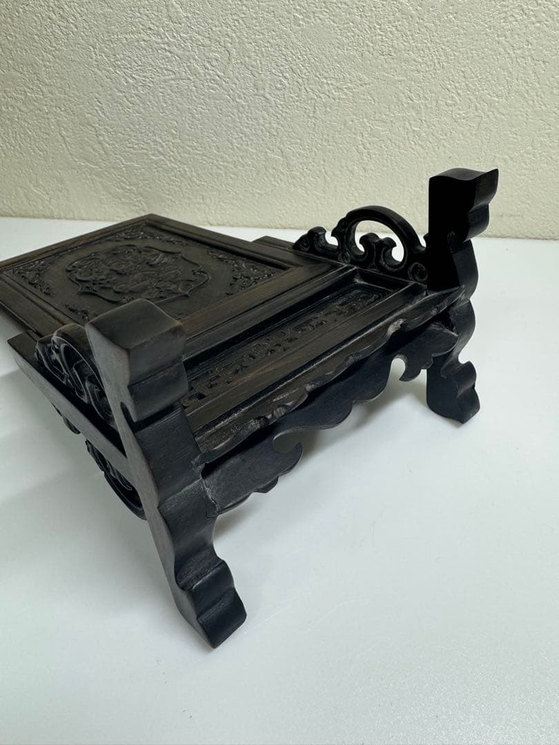 中国美術 骨董 硯屏 木製 彫刻品 福禄寿