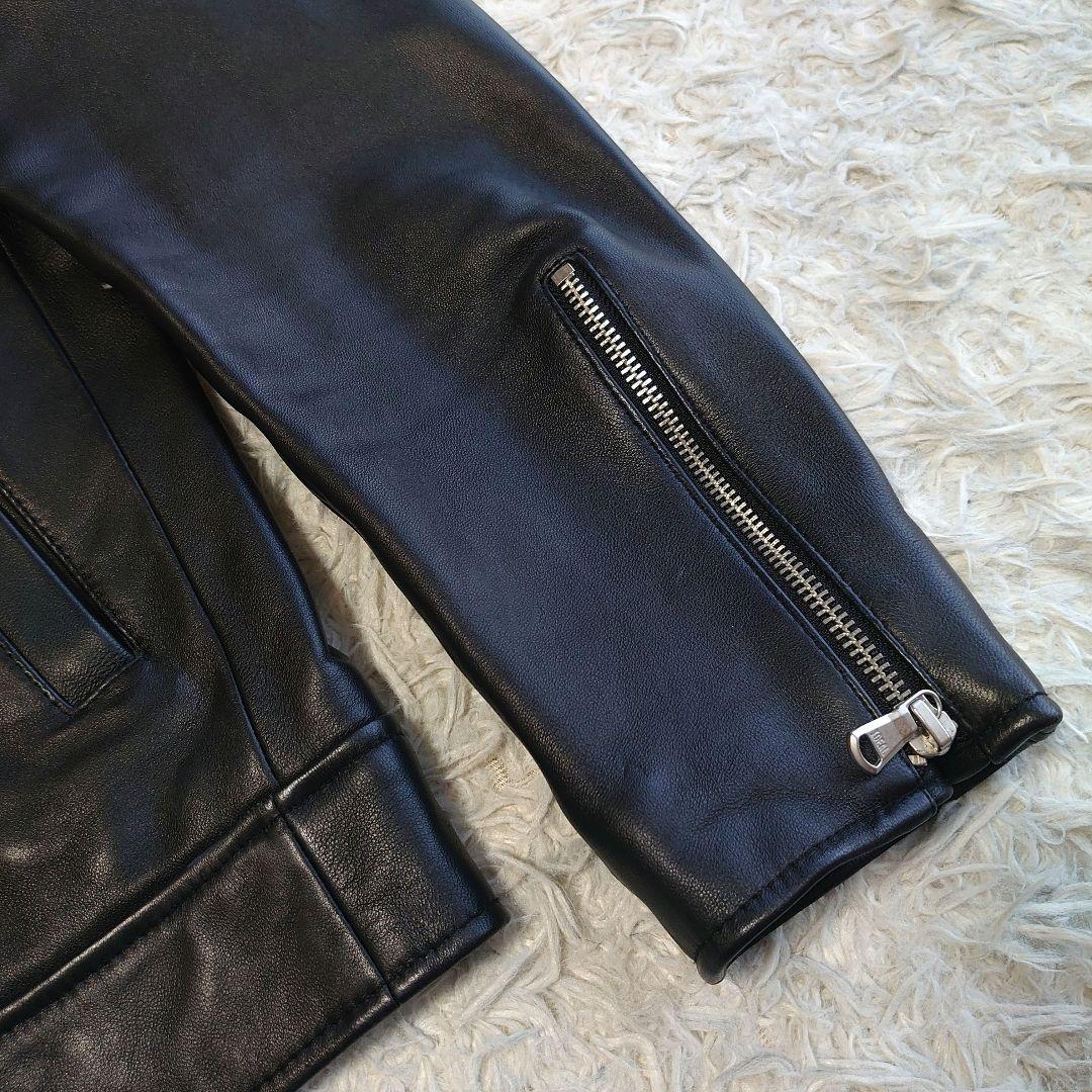 【未使用級】タイムリーワーニング 羊革 シングルライダース ジャケット M