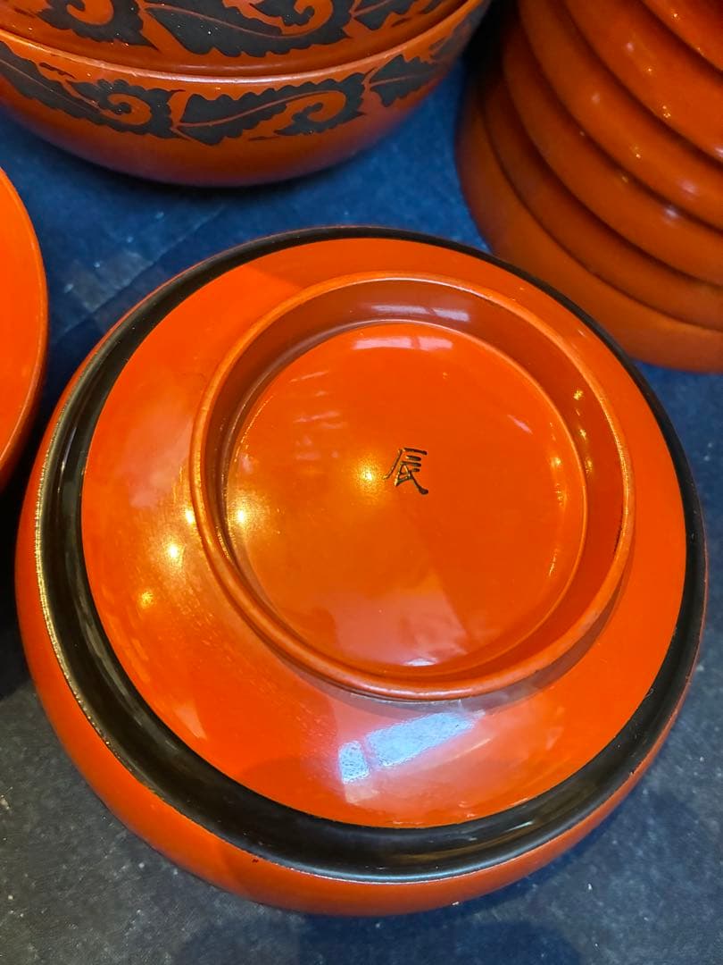 漆器　朱塗　吸物椀　煮物椀　10客　傷無し　木製