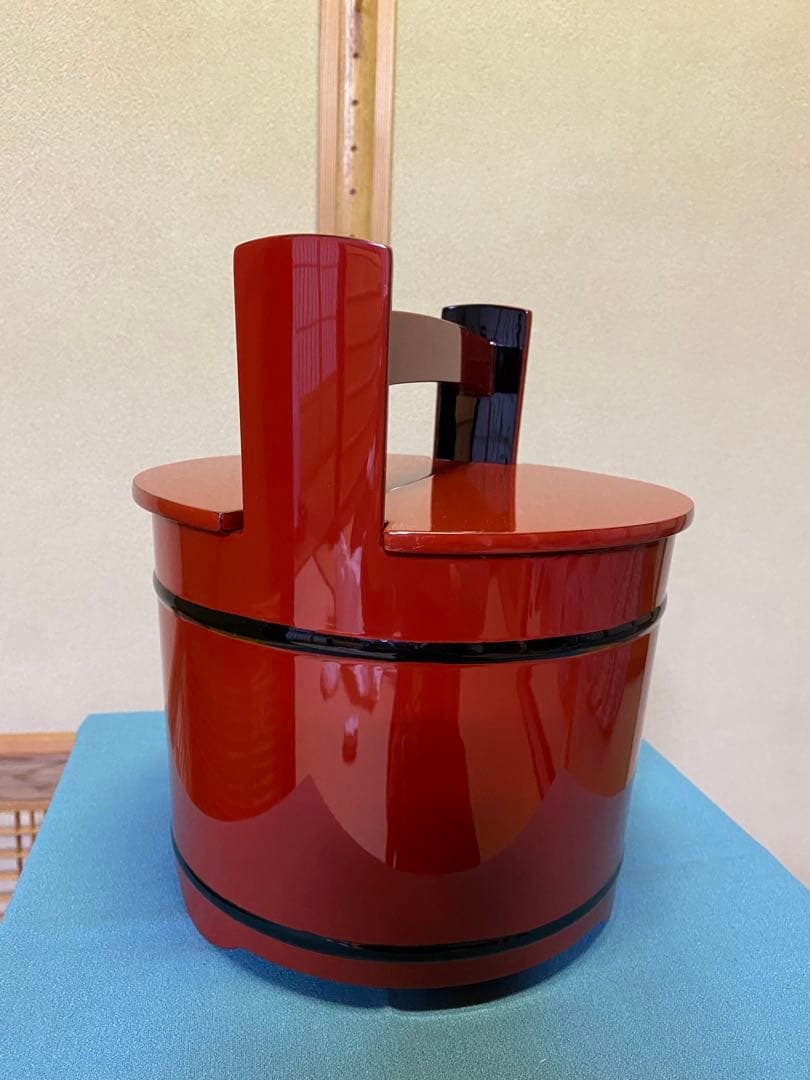 【本日限定】茶道具/手桶水指 豪秀(坂水秀雄)朱黒 輪島塗 茶器水指 工芸品