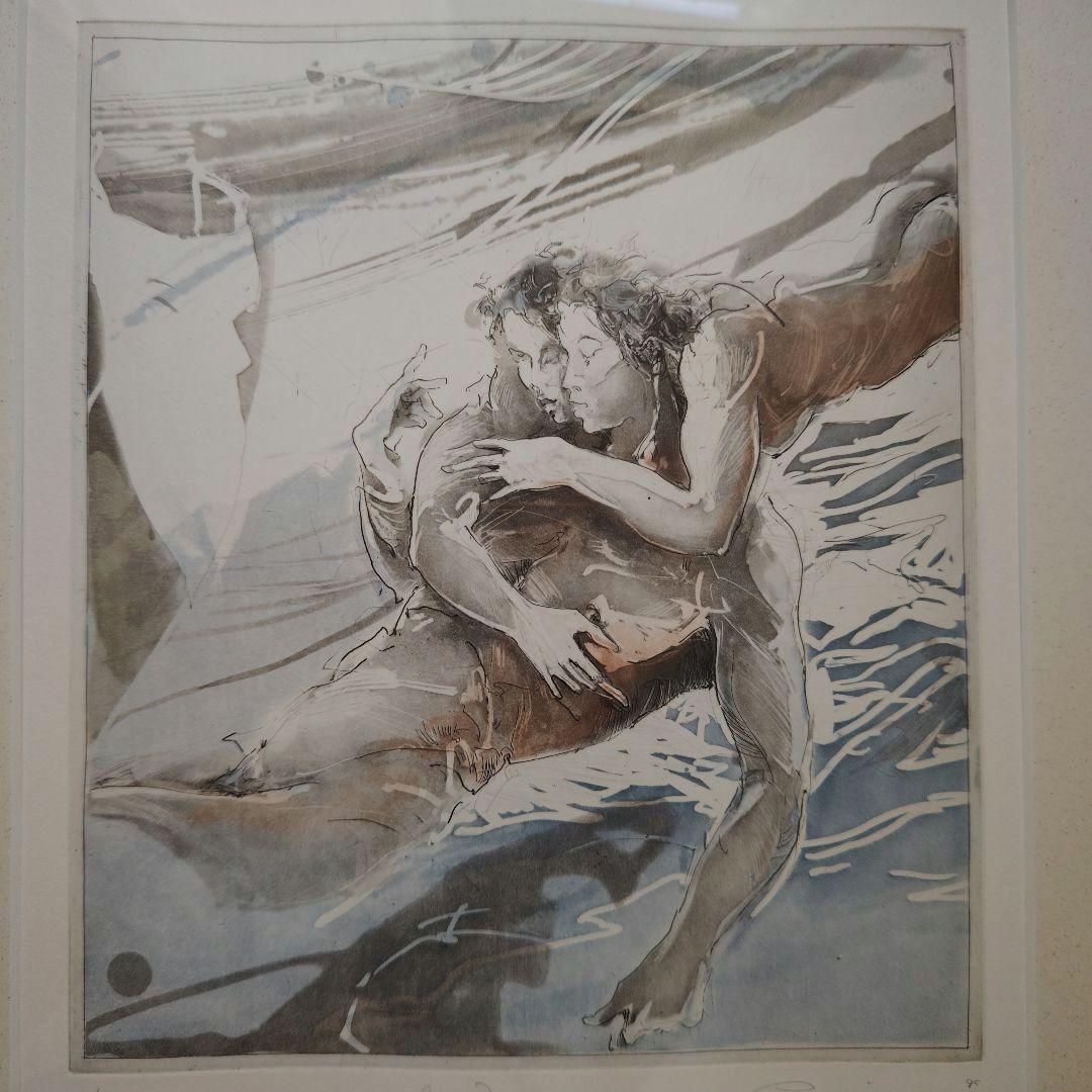 特価◯絵画　カラー銅版画　額装品