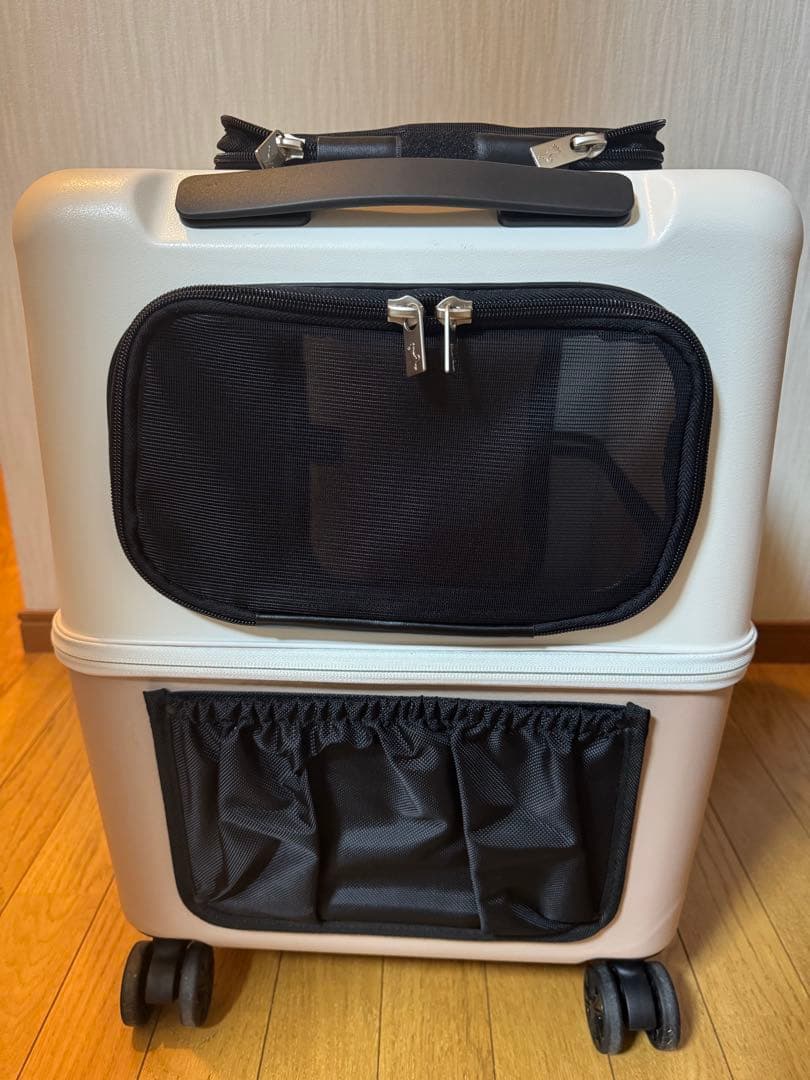 ペチコ ペット用キャリーケース ピンクベージュ×ホワイト Lサイズ