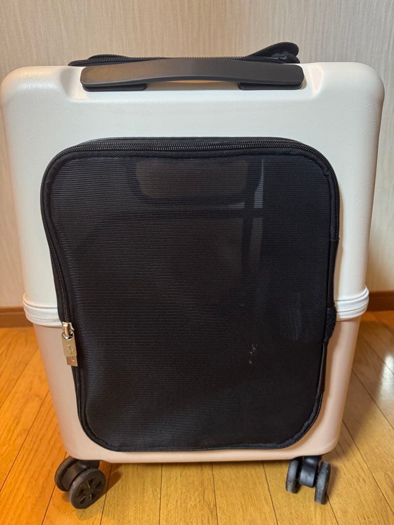 ペチコ ペット用キャリーケース ピンクベージュ×ホワイト Lサイズ