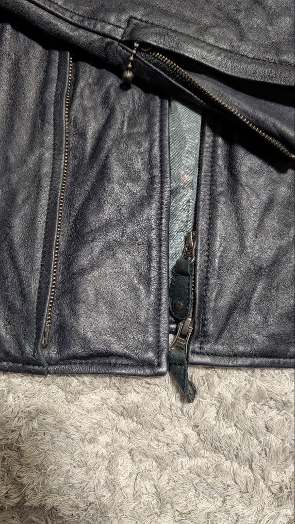 定価6万 エゴトリッピング レザー フード ライダース 黒 46