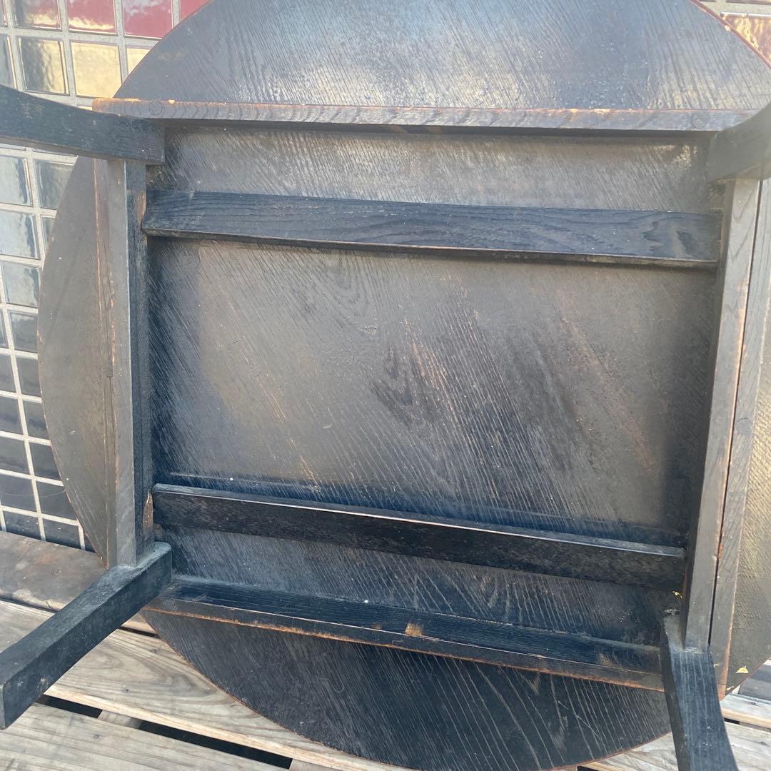 B.昭和レトロ 折りたたみ式ちゃぶ台 丸 円卓 時代物 古道具 古家具