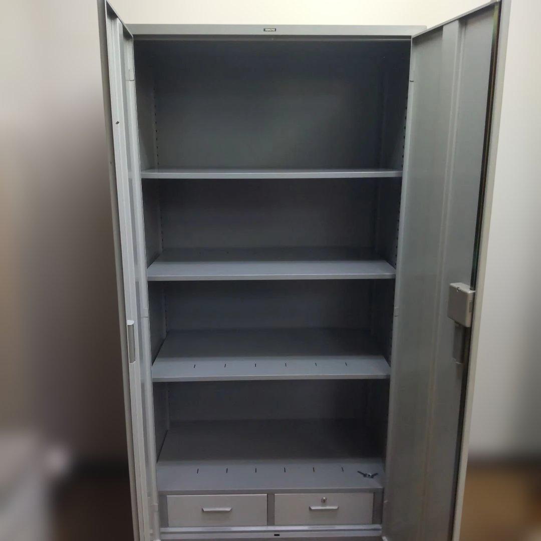 KOKUYOコクヨ 保管庫深型 両開きタイプ 引き出し2個付き 下置き 鍵付き