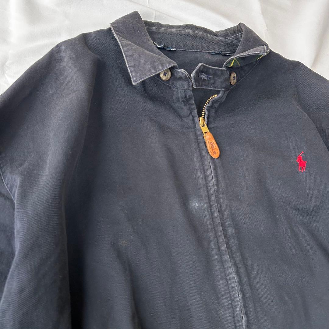 ラルフローレン 90s スイングトップ ネイビー L 胸元 ポニー 刺繍ロゴ