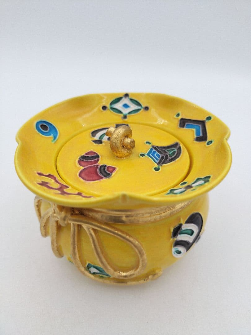 a483【新品・未使用】茶器 黃交趾宝尽 山本一如 木箱入 茶道具 替茶器　棗