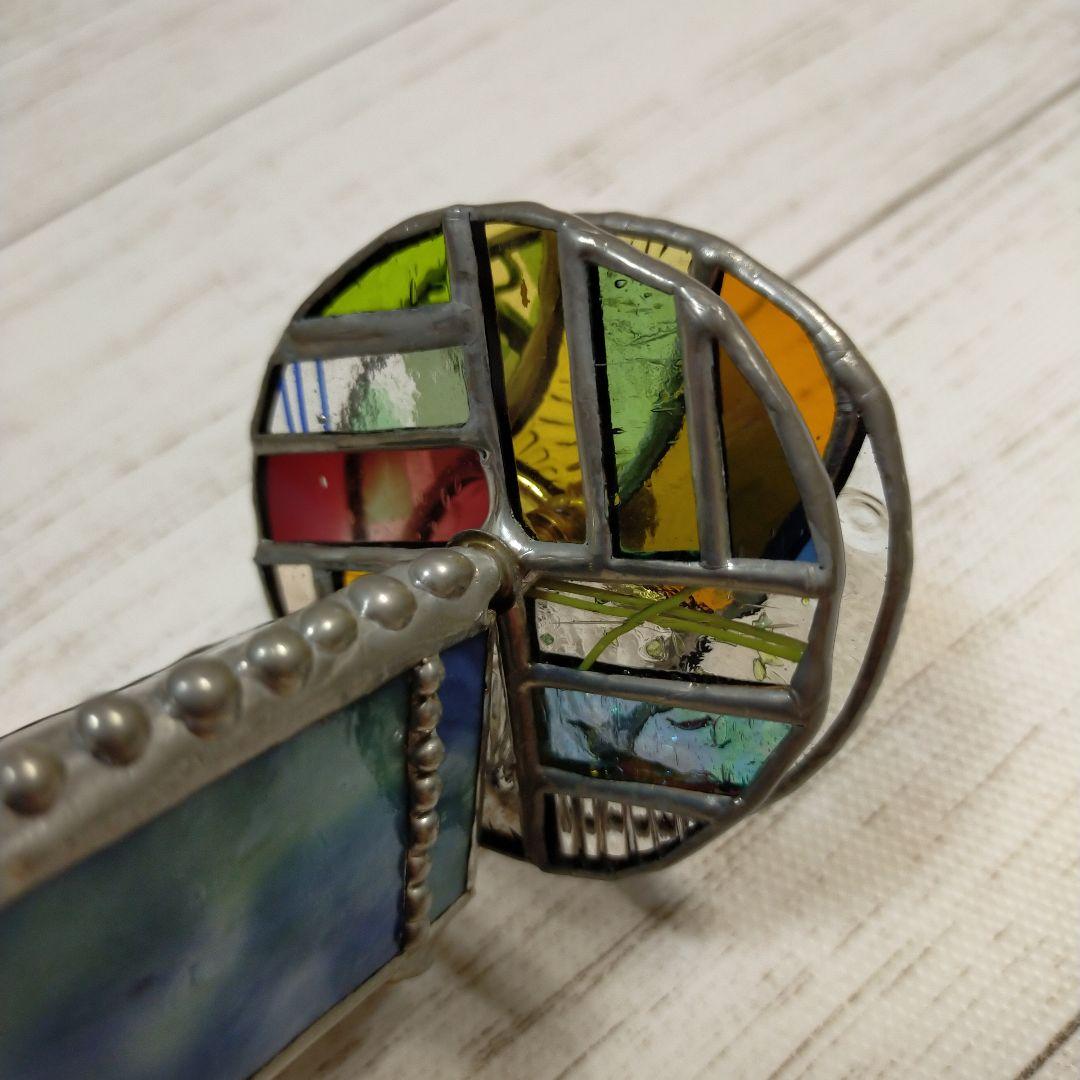 ステンドグラス万華鏡　ホイールスコープ　アンティーク　カレイドスコープ