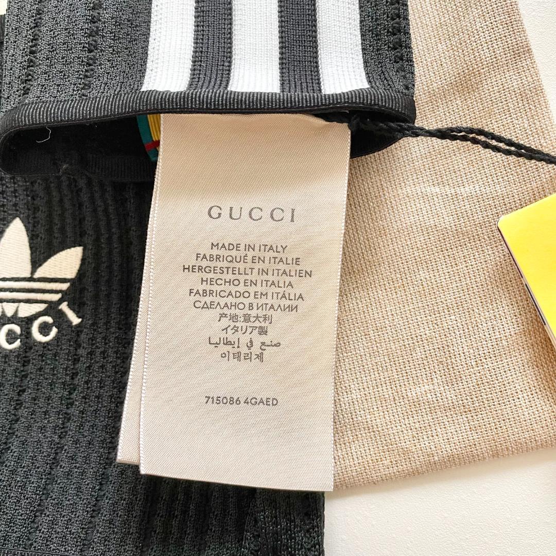 グッチ アディダス コラボ グローブ 手袋 指なし ニット ロゴ 黒 ブラック