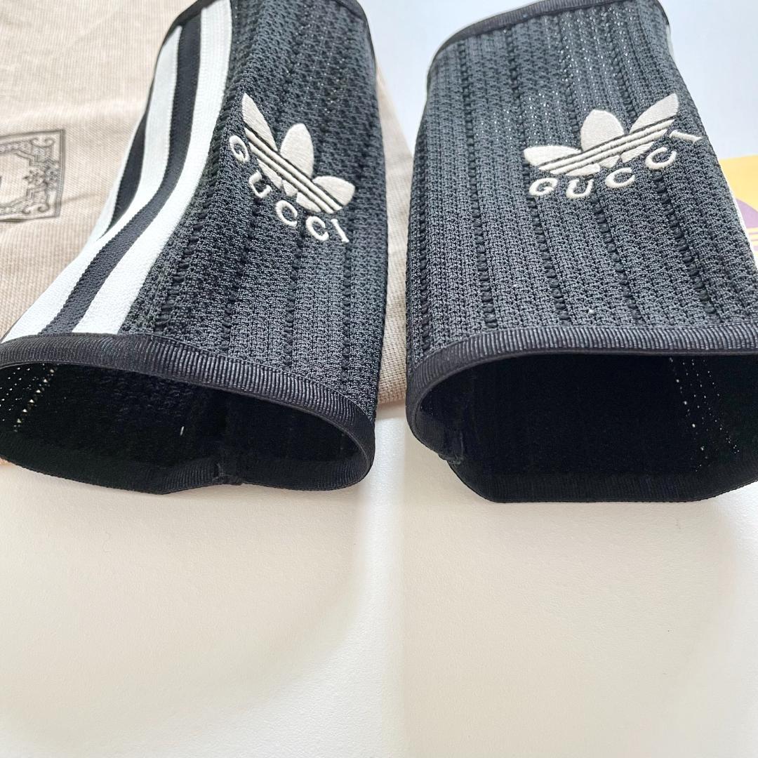 グッチ アディダス コラボ グローブ 手袋 指なし ニット ロゴ 黒 ブラック