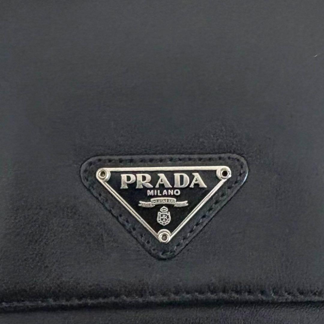 極美品✨ PRADA プラダ 三つ折り財布 オールレザー ブラック 黒