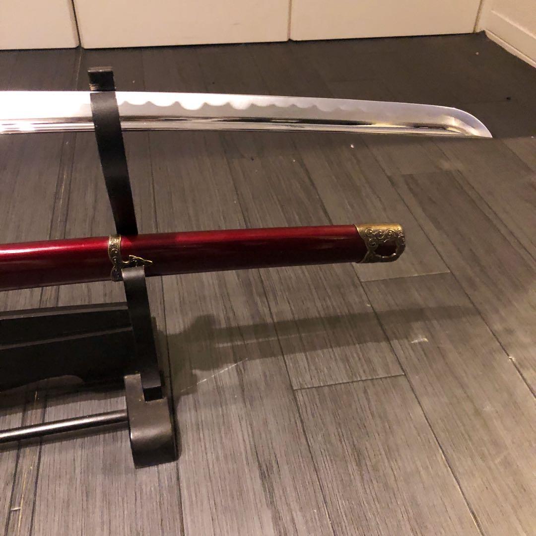 高級模造刀　居合刀　樋入刀身　朱拵え　合金刀身