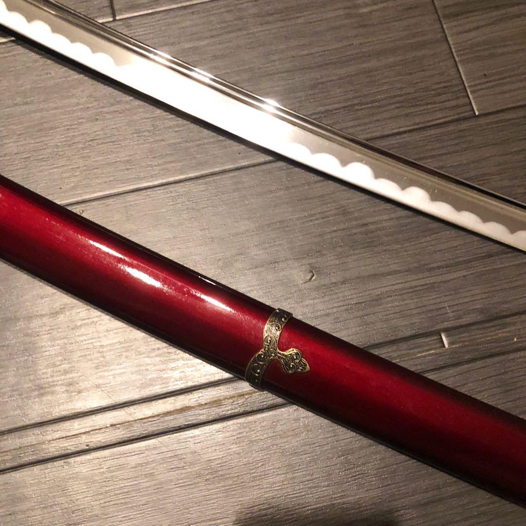 高級模造刀　居合刀　樋入刀身　朱拵え　合金刀身