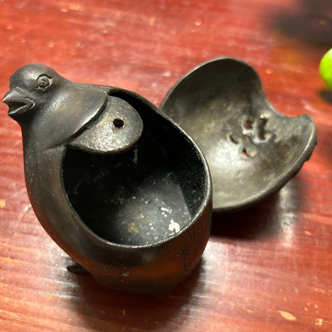 鶉の香炉　アンティーク　骨董