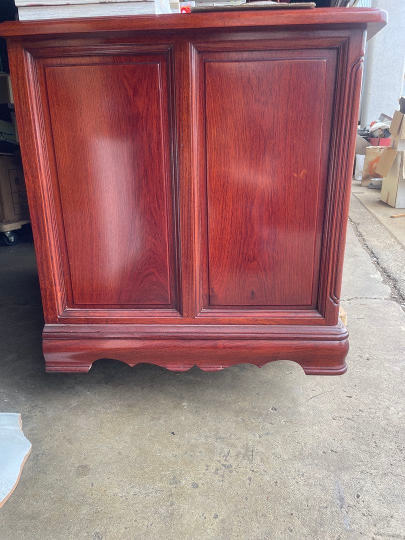 eacc螺鈿細工　テレビボード　収納家具　螺鈿家具　中国美術　ガラスケース