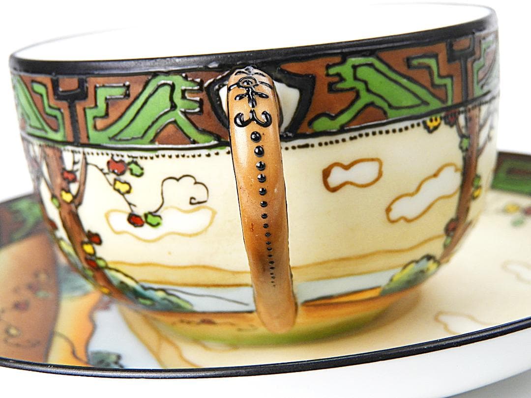 オールドノリタケ ウッドランド カップ ソーサー アンティーク