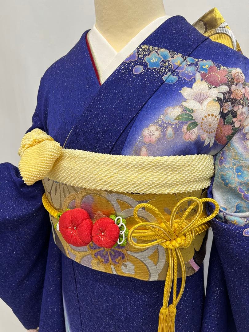 振り袖　フルセット　長襦袢付　成人式　金彩加工　刺繍入り　金通し　673