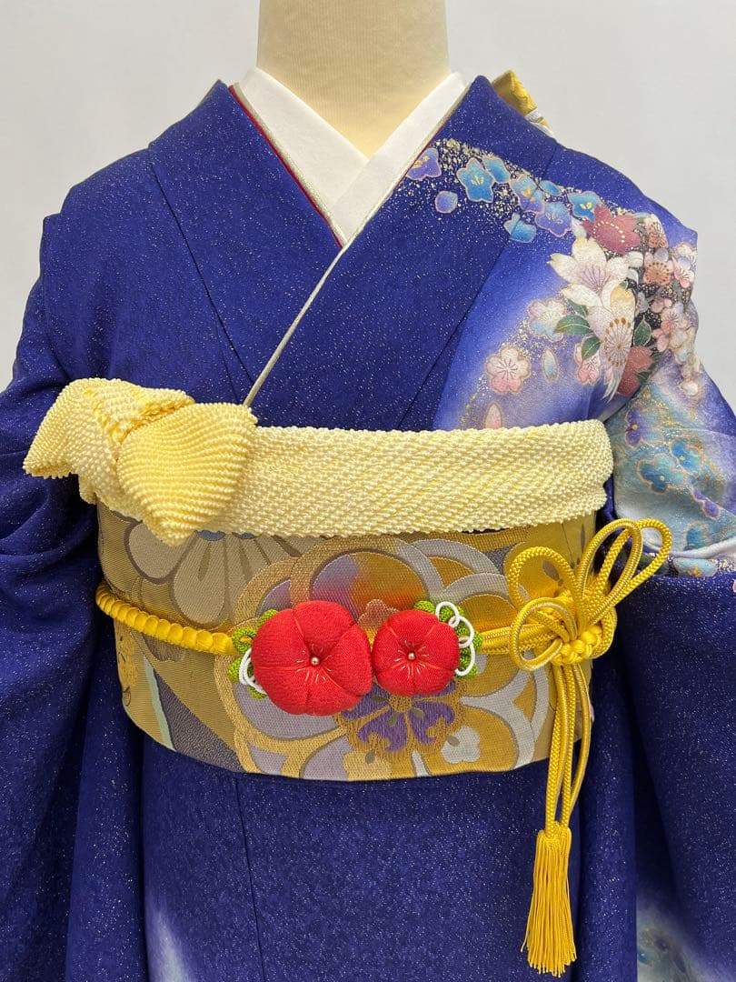 振り袖　フルセット　長襦袢付　成人式　金彩加工　刺繍入り　金通し　673