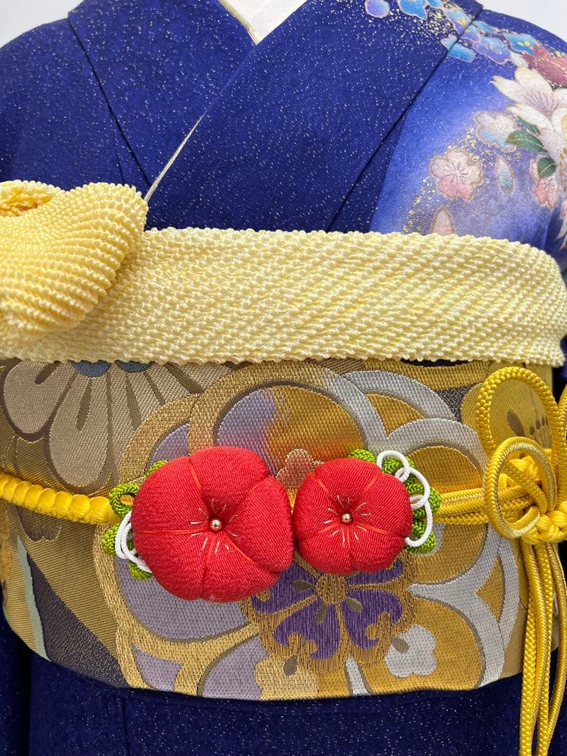 振り袖　フルセット　長襦袢付　成人式　金彩加工　刺繍入り　金通し　673