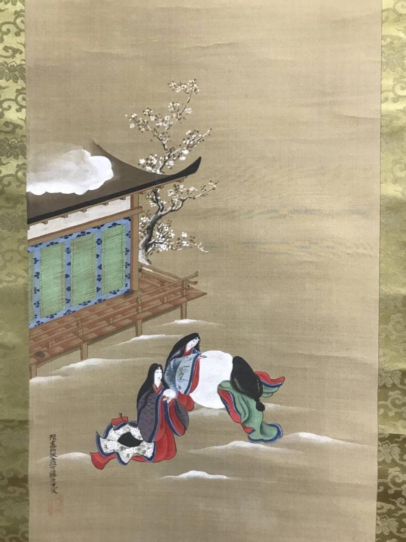 【真作】土佐光文/人物図/三幅/宮中図/掛軸/名家伝来/AC-21