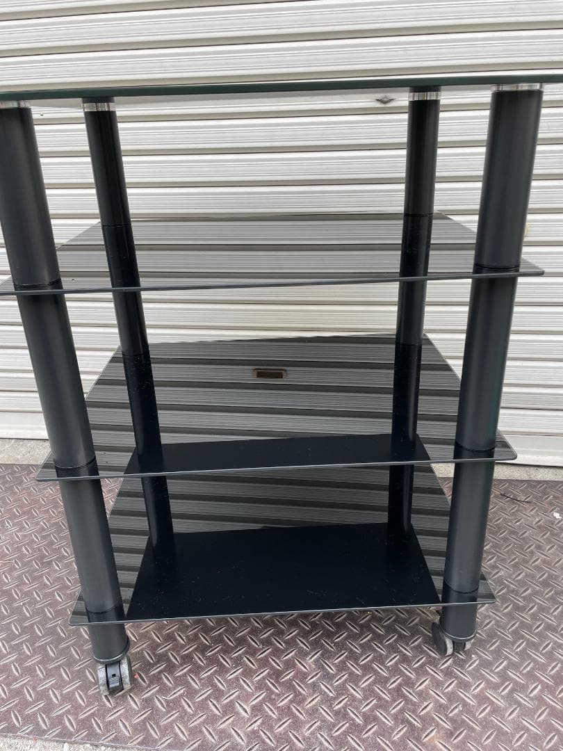 ★状態〇★ オーディオラック FITUEYES 強化ガラス 棚板 キャスター付き