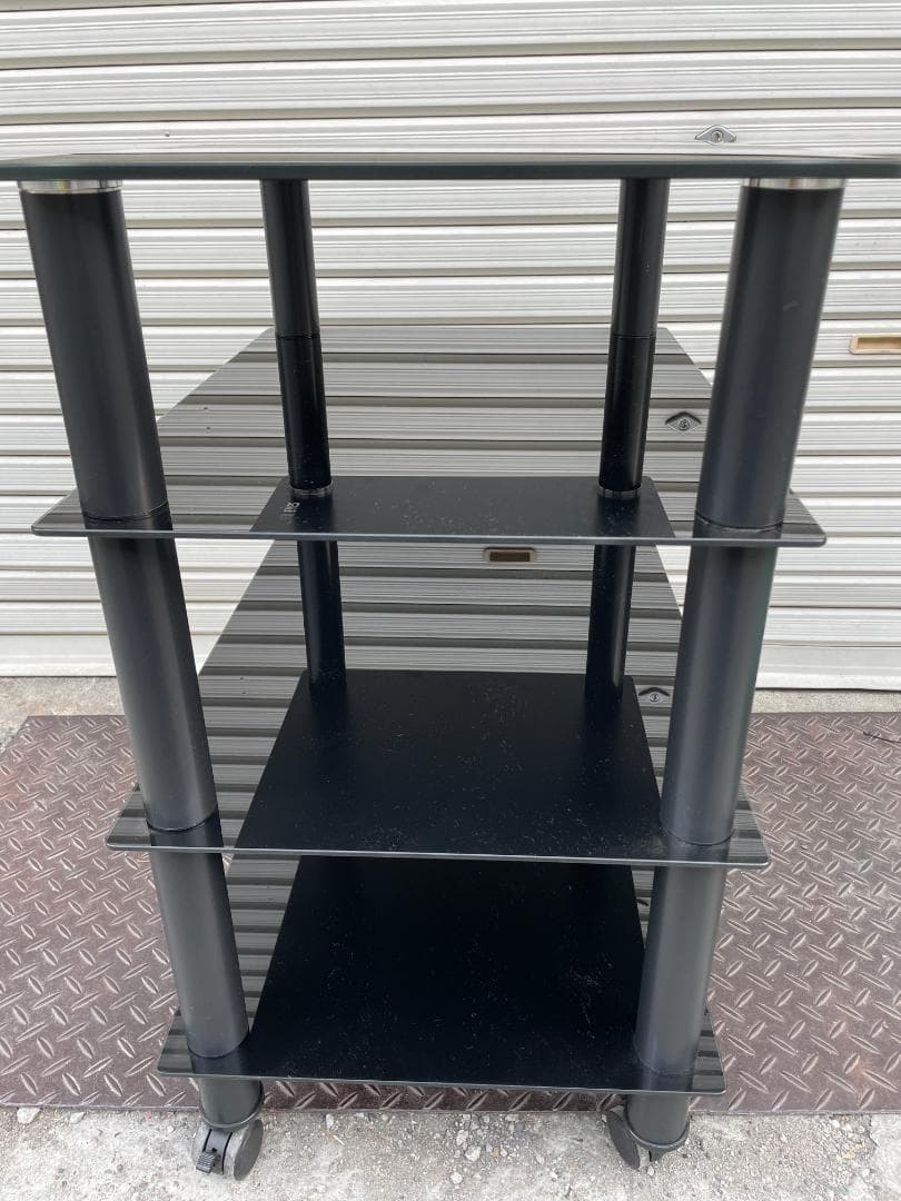 ★状態〇★ オーディオラック FITUEYES 強化ガラス 棚板 キャスター付き