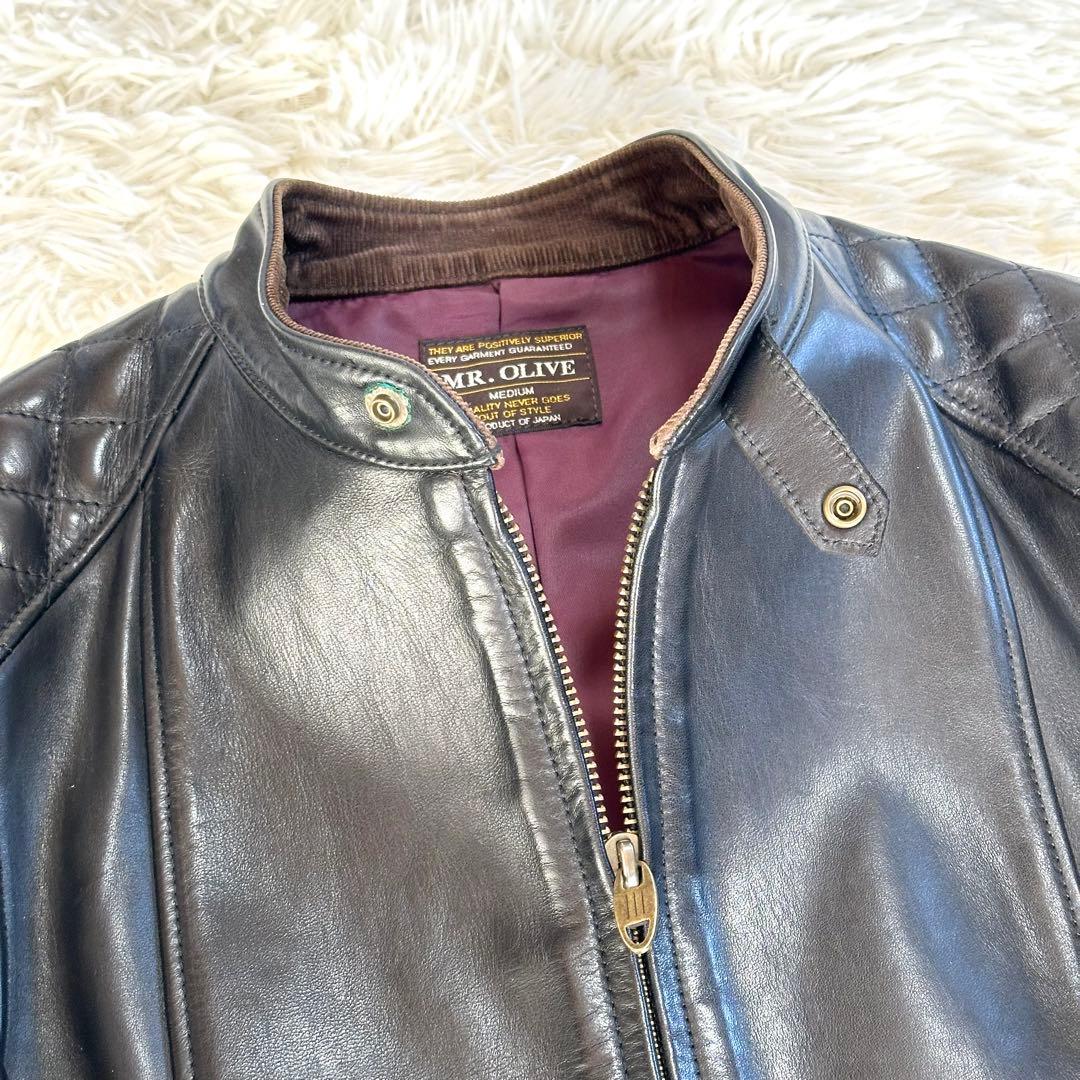 極美品 MR.OLIVE シングルライダースジャケット 馬革 ブラック M