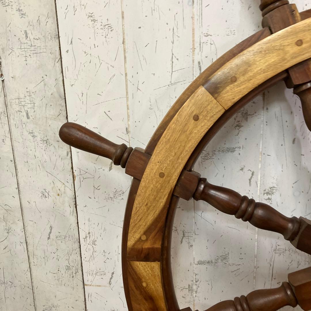 A-壁 木製 船の舵輪 8本ハンドル マリンインテリア 操舵輪 ラット ハンドル