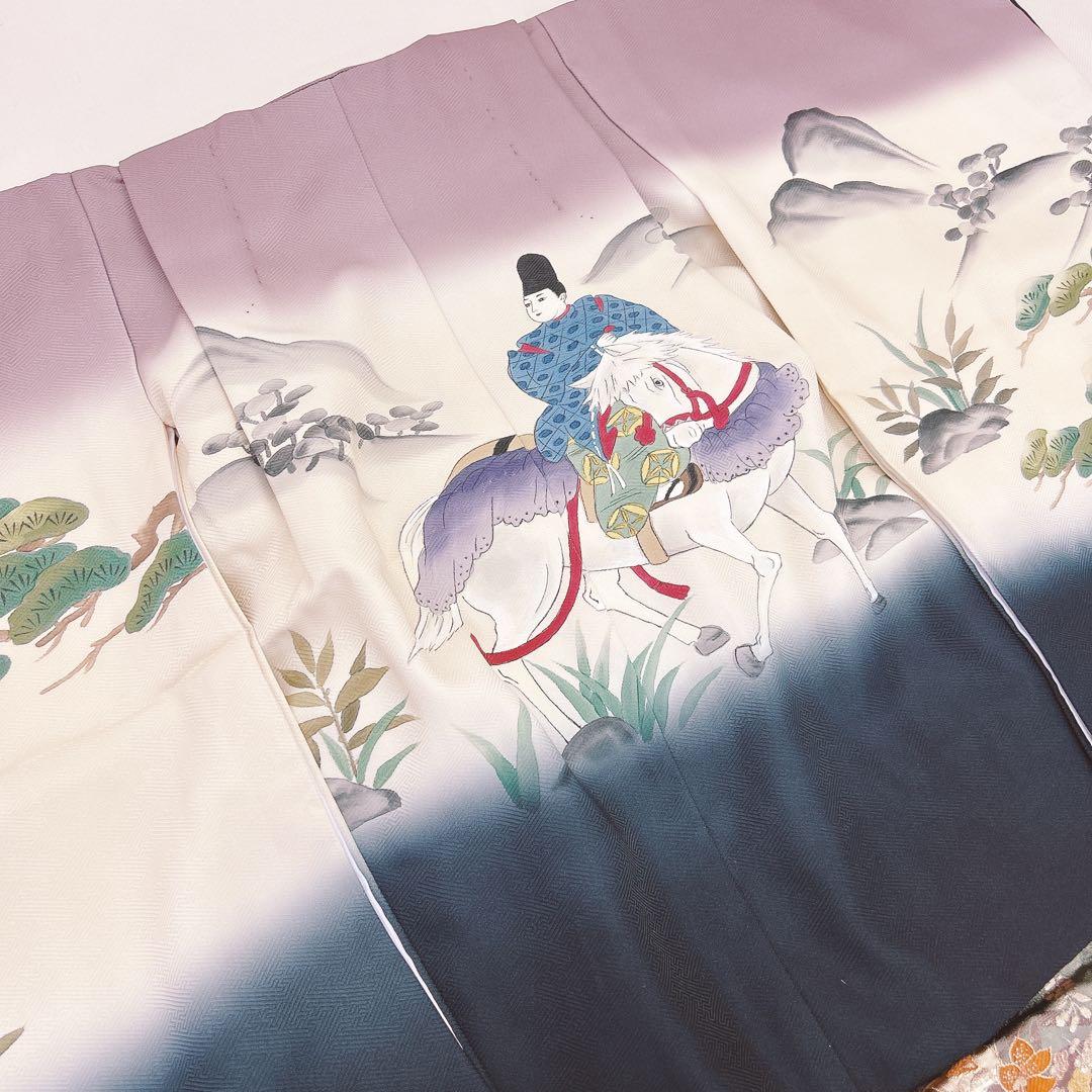 七五三5歳男の子　羽織袴セット　墨絵風　おしゃれ