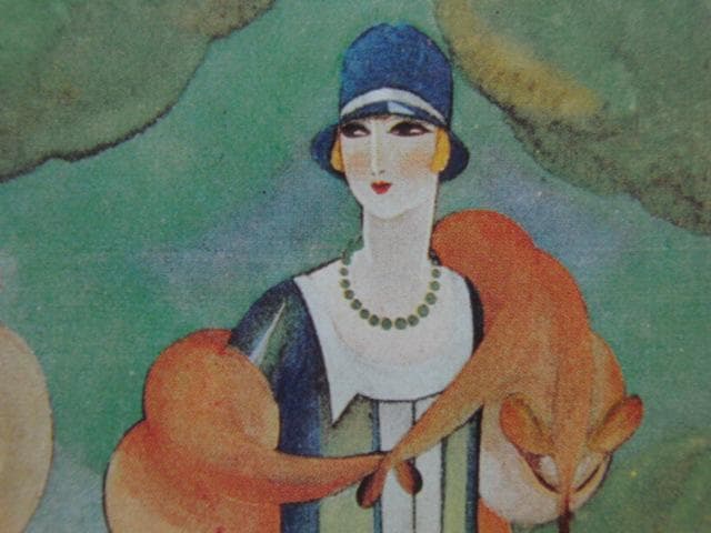 蕗谷虹児、【秋初のパリジェンヌ】、美人画、希少な画集より