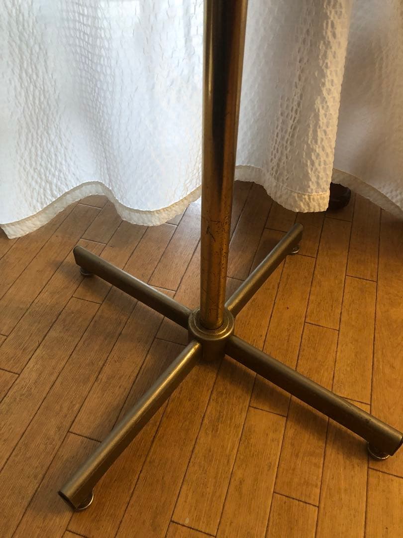 カフェ　テーブル　マーブル調　真鍮　アンティーク　正方形　ブラウン　金