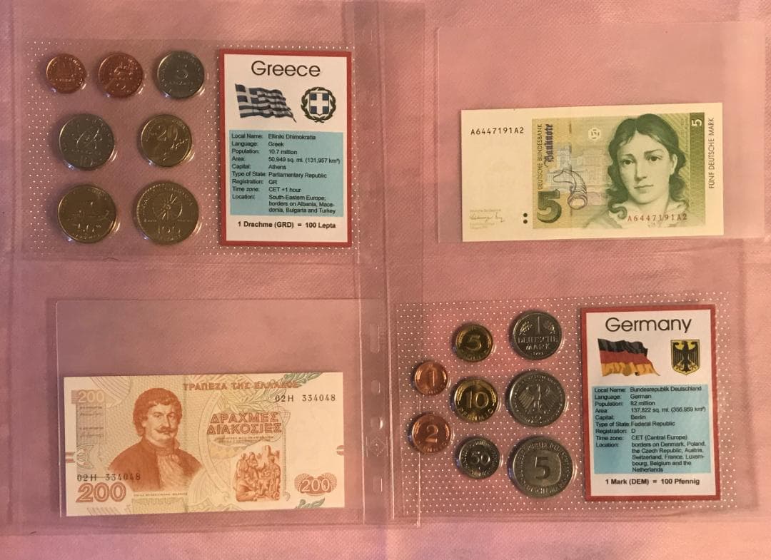 ユーロ通貨導入前の12ヵ国の貨幣セット 泰星株式会社