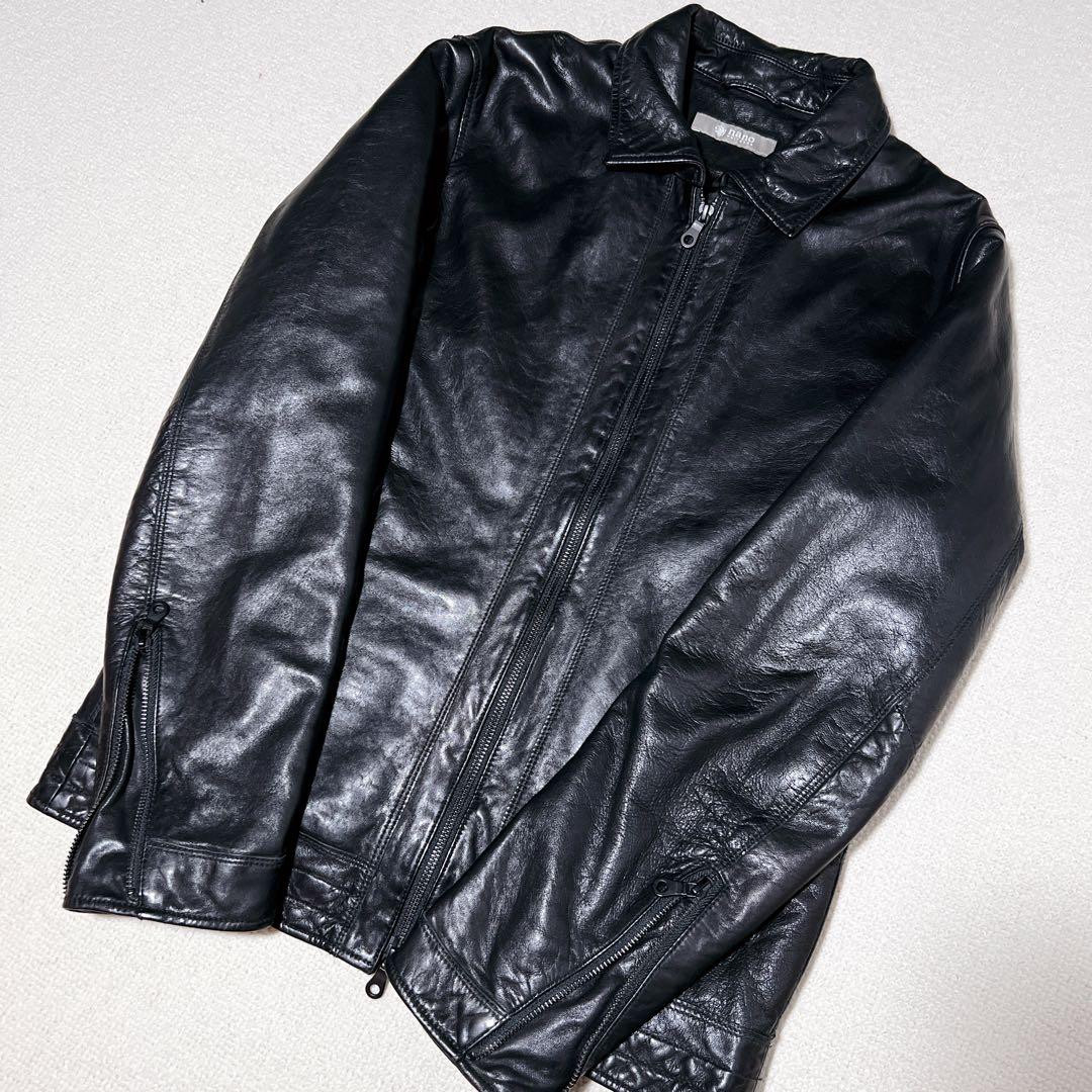 美品✨　ナノユニバース 羊革 ライダース ジャケット 黒 中綿 キルティング L