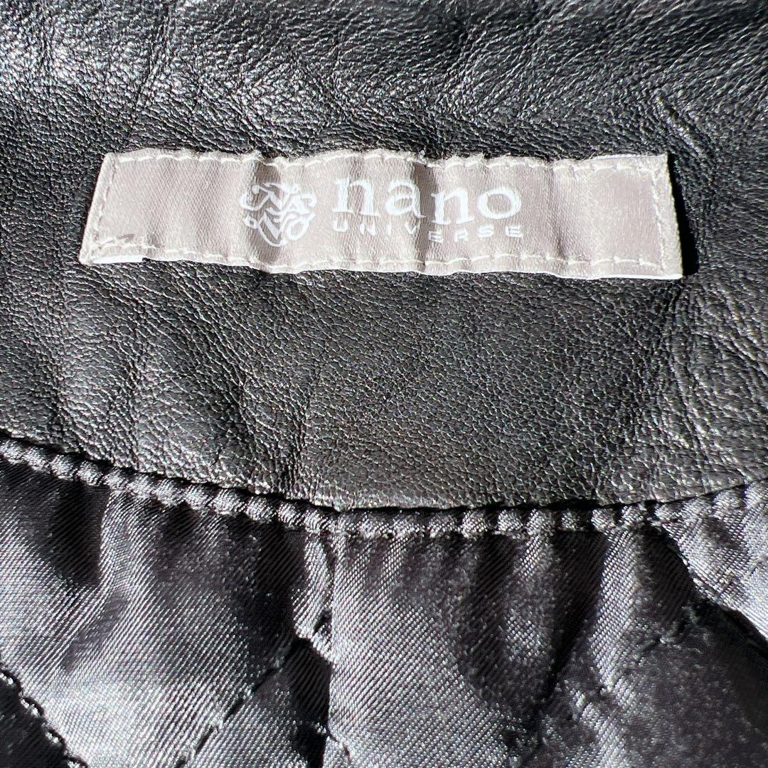 美品✨　ナノユニバース 羊革 ライダース ジャケット 黒 中綿 キルティング L