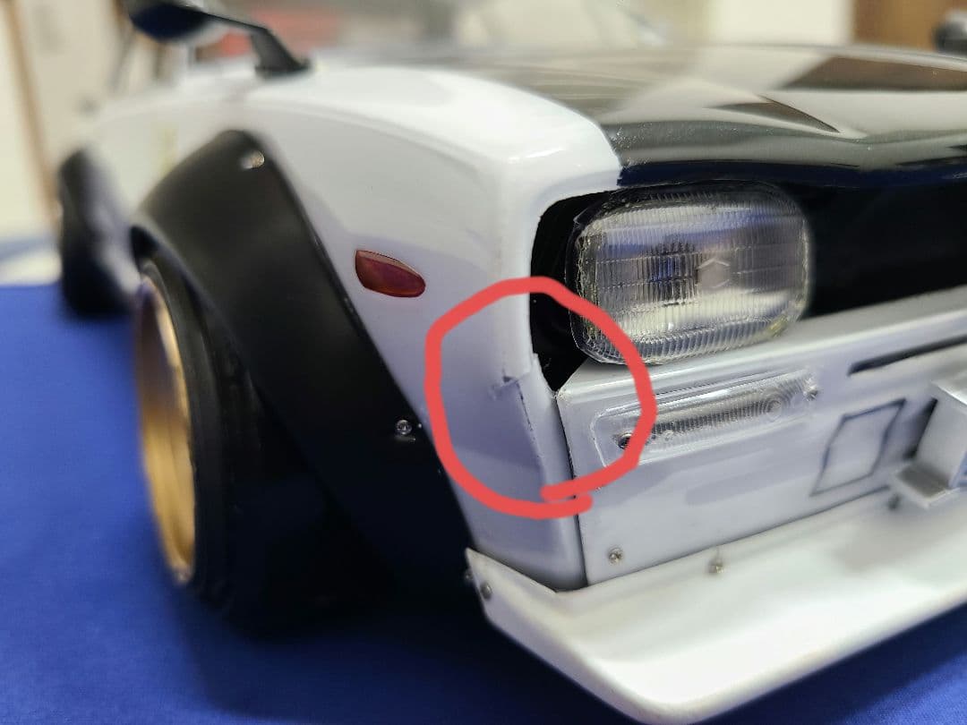 ラジコンボディ　ABCホビー　バリバリカスタム　ハコスカ角目＆ホイール4本セット