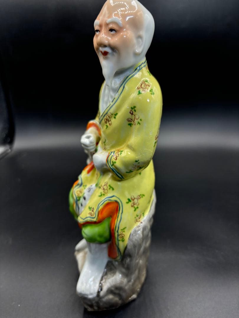 中国美術 古玩 色絵陶人形 陶器人形 高さ約23cm 置物 オブジェ 古董品