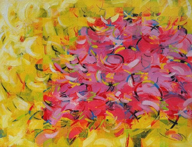 油絵 菅家令子 絵 絵画 インテリア 額付(黒) F4-080711 風景 桜