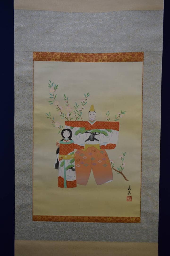 不詳/作者不詳/雛図/立雛図/ひな祭り/布袋屋掛軸HH-301
