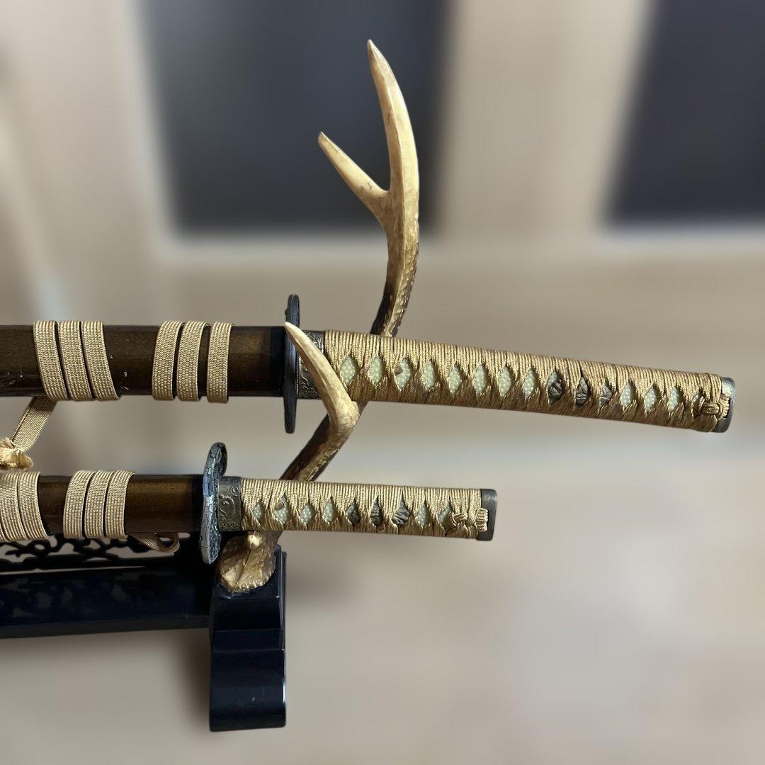 日本刀　模造刀　刀掛け　大小　太刀と脇差セット