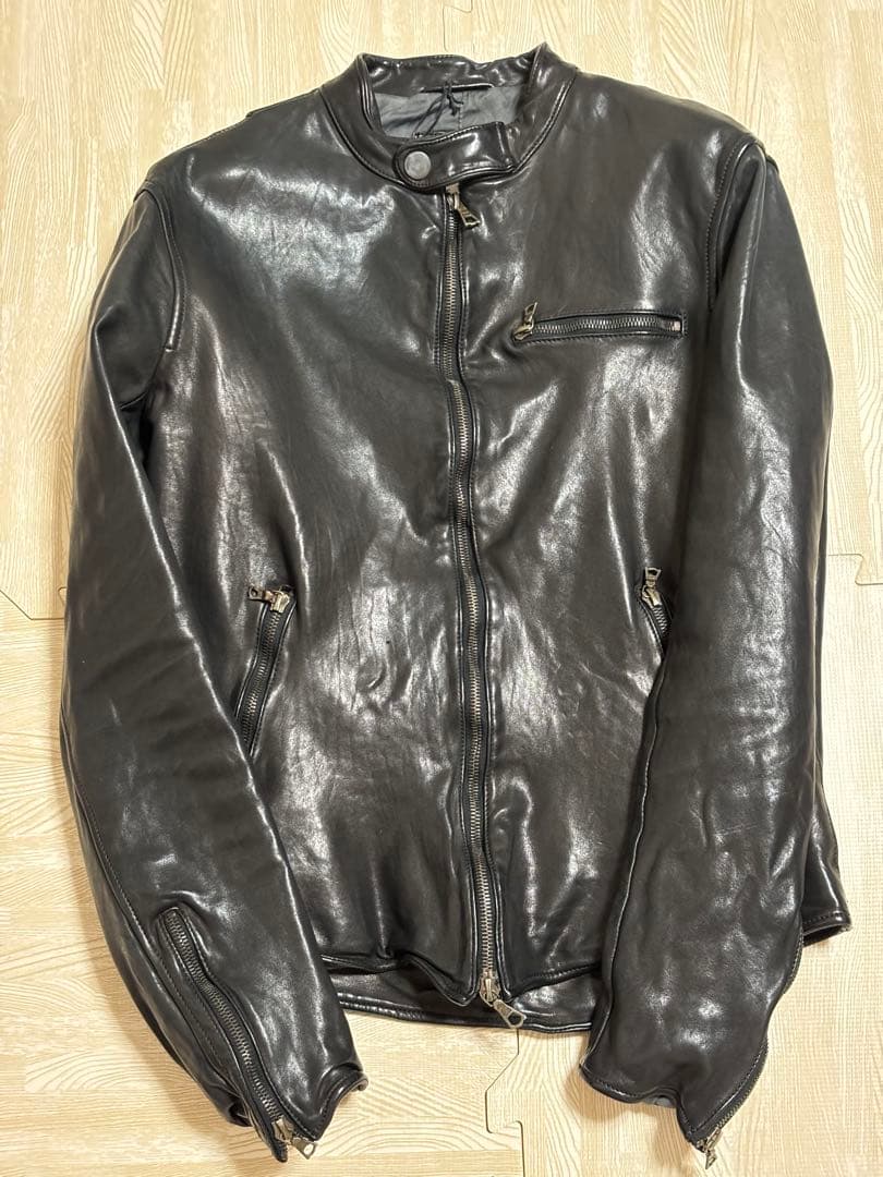 FAKTOR ホースレザーシングルライダース ホースレザー M BLACK 黒