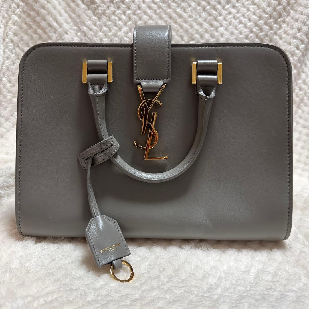 YSL グレー レザートートバッグ